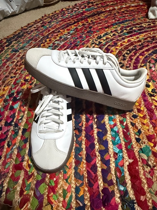 adidas Shoes - adidas White Sneakers with Black Three-Stripes